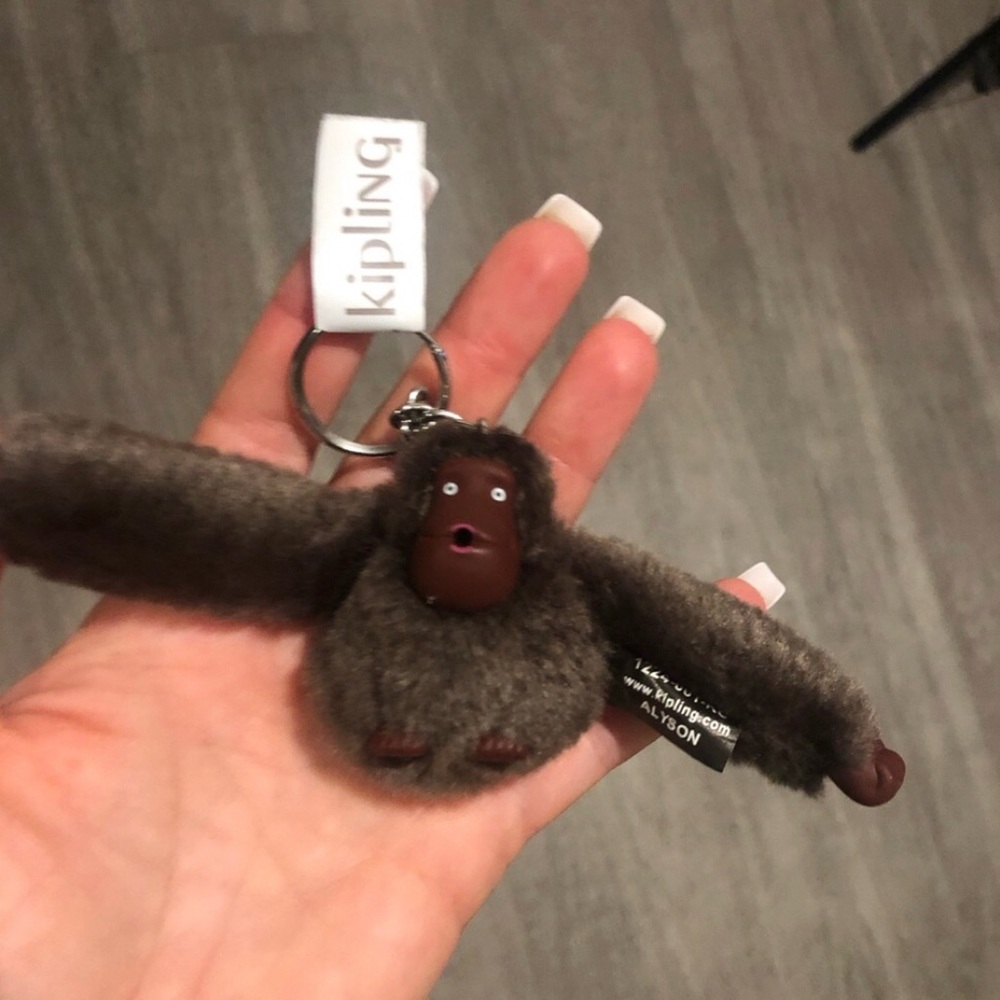 Kipling Furry Brown Monkey Keychain Alyson
